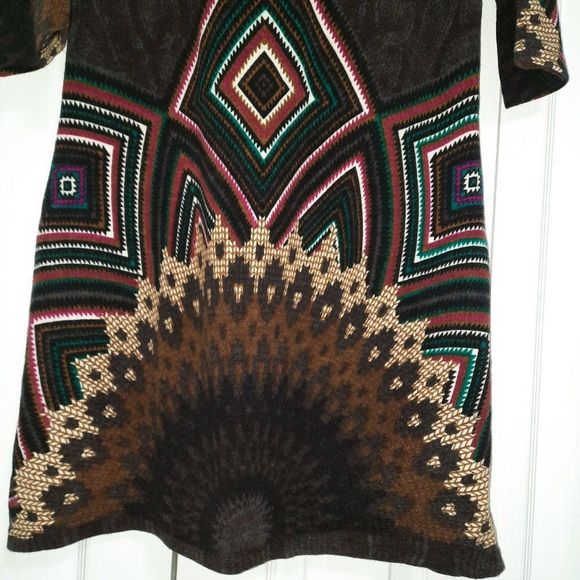 Smashed Lemon Navaho Graphic Cowl Neck Midi Sweater Dress Size Large - Picture 8 of 9